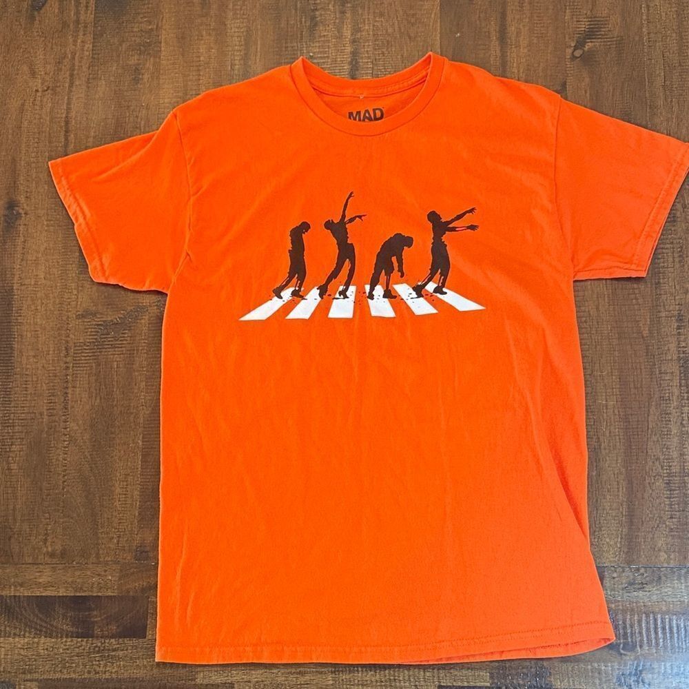 MAD Engine Abbey Road Zombie Theamed Orange Graphic Tee